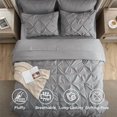 thumbnail image 3 of Oversized Queen Comforter Set Grey - Bed in a Bag Bedding Set 7 Pieces, GentleSoft™ Pintuck Bed Set Gift for Family, Pinch Pleat All Season Comforter with Sheets, Pillowcases & Shams, 3 of 5