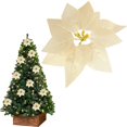 thumbnail image 6 of 12Pcs Champagne Poinsettia Picks, Glitter Poinsettia Artificial Flowers with Wired Stem, 8.46in Christmas Tree Ornaments for Wreath, Garland & Rustic Holiday DIY Decor, 6 of 6