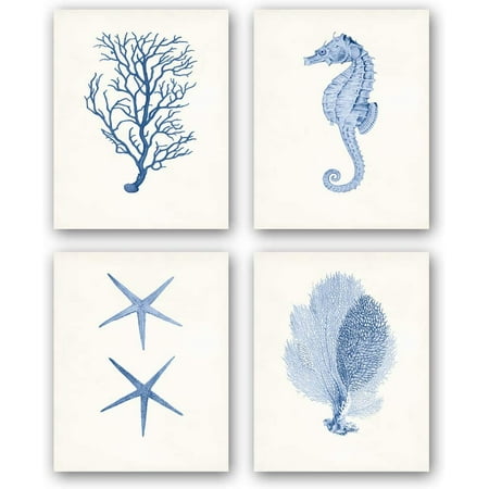 Unframed Ocean Animals Art Print Cute Sea Life Art Painting, Watercolor Abstract Seaweed Seahorse Corals Starfish Art, Set of 4(8 Unframed Ocean Animals Art Print Cute Sea Life Art Painting, Watercolor Abstract Seaweed Seahorse Corals Starfish Art, Set of 4(8