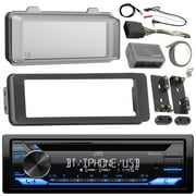 JVC KD-TD72BT Stereo CD Receiver Radio Bundle, 1998 2013 Harley Davidson Touring Flht Flhx Flhtc + Adapter Dash Kit + Handle Bar Control Module + Weathershield Cover + Enrock Wire Antenna