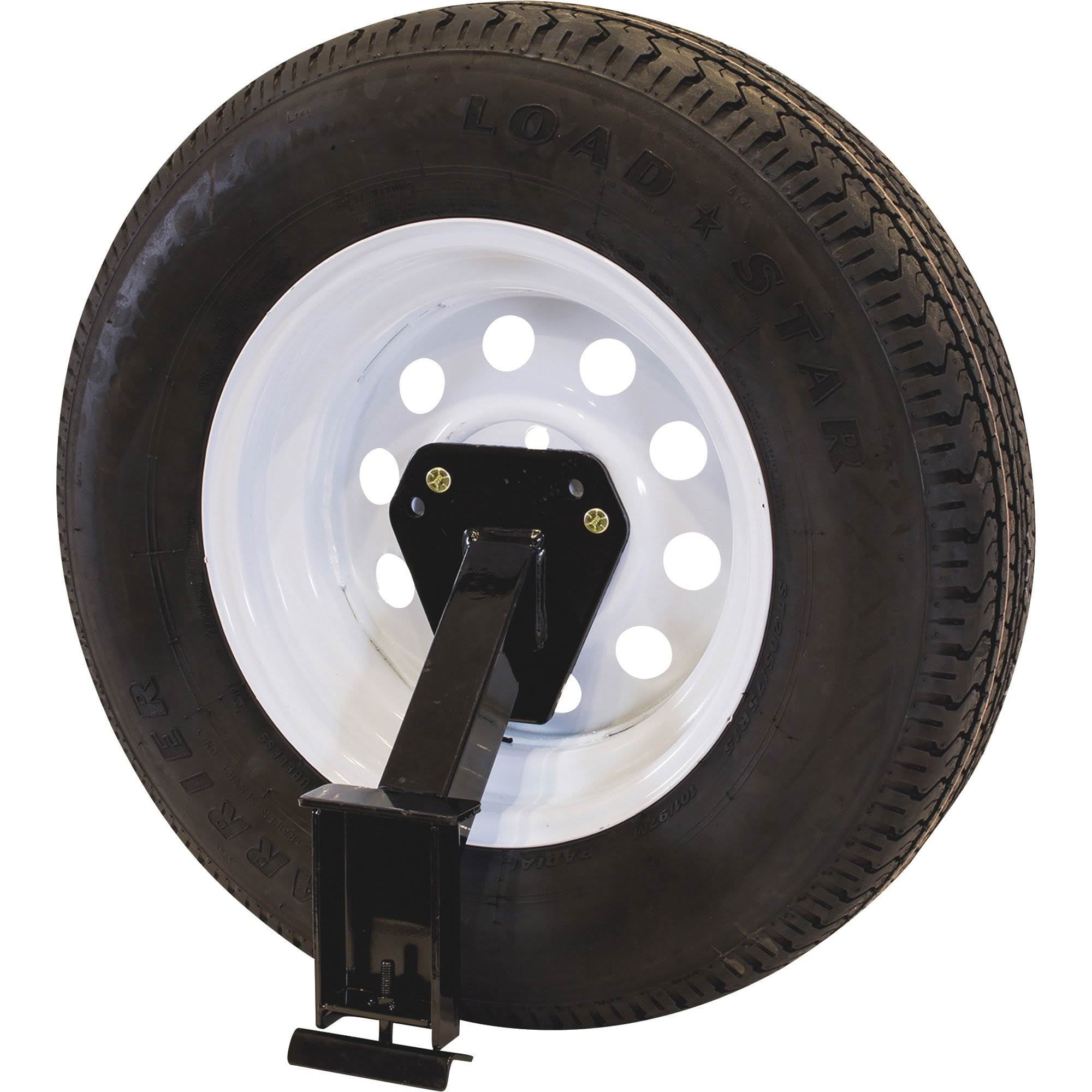 Trailer Stake Pocket Spare Tire Carrier - Universal Fit For 5-8 Lug Wheels, Powder Coated, Includes Hardware