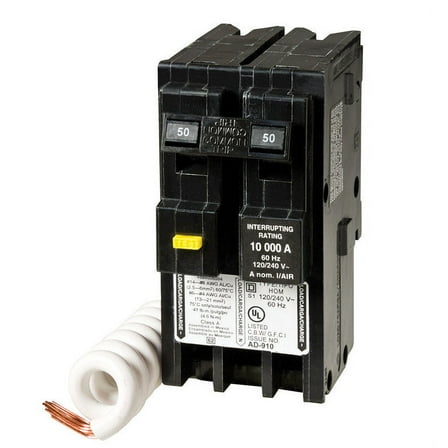 SQUARE D BY SCHNEIDER ELECTRIC Homeline 50-Amp Ground Fault Circuit Breaker HOM250GFICP