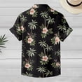 thumbnail image 5 of Summer Hawaiian Print Button Down Shirt for Women Floral Open Front Casual Blouse Short Sleeve Turn Down Collar Black L, 5 of 7