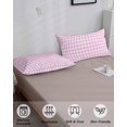 thumbnail image 4 of Pink Grid Pillow Covers King Size, Checkered Plaid Gingham Lattice Trellis Print Soft Bed Throw Pillowcases Breathable Cooling Long Lumbar Body Pillow Sham Cover for Bed Sofa 20''x40'', 4 of 7
