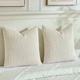 thumbnail image 2 of Fancy Homi 2 Pcs Cream Boho Neutral Decorative Throw Pillow Covers 20x20 Inch for Couch Bed Sofa, Aesthetic Modern Farmhouse Home Decor, Soft Fluffy Corduroy and velvet Beige Cute Cushion Case 50 cm, 2 of 7