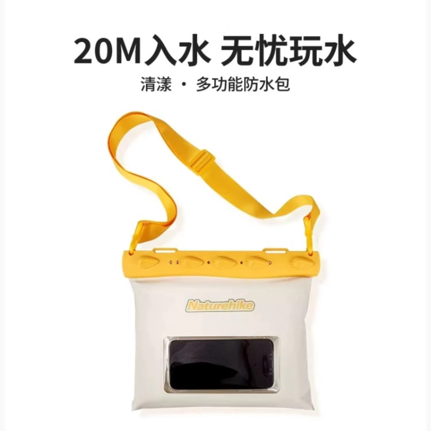 IPX8 Waterproof Phone Pouch, Floating Dry Bag with Touchscreen for Swimming Snorkeling Diving, Beach Essential.20 Meter Depth Waterproof Test