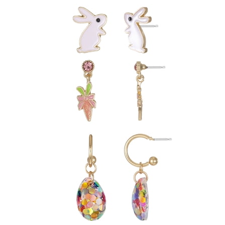 Way to Celebrate Easter Mixed Hoop and Stud Earring Set