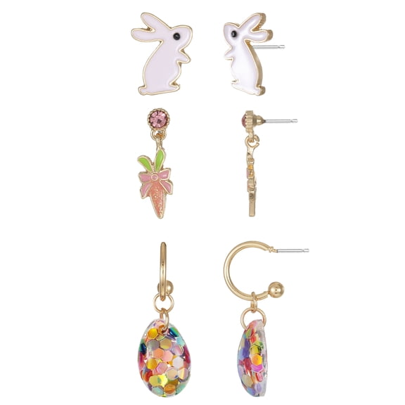 Way to Celebrate Easter Mixed Hoop and Stud Earring Set
