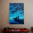 thumbnail image 4 of 1pc Chinese - style Canvas Wall Art with Two Figures on a Boat, Red Lanterns and Blossoms, framed Decor room hanging Wall Picture Decor for Home Gifts, living room, bathroom, bedroom, kitchen wall, 4 of 6