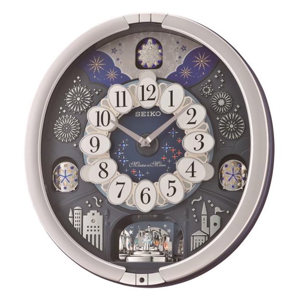 Seiko Glittering Starry Night Melodies in Motion Musical Clock, Quartz,  Analog, QXM379SRH 