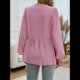thumbnail image 5 of Blusa Babydoll con Lazo Frontal para Mujer, Larga, Rayas, Peplum, Volantes, Encaje. Rojo L, 5 of 7