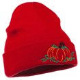 thumbnail image 5 of Halloween Pumpkin Embroidered Long Beanie - Red OSFM, 5 of 5