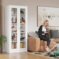 thumbnail image 3 of Fesbos Tall Bookcase Storage Cabinet with Tempered Glass Door,Metal Display Cabinet with 4 Adjustable Shelves,5-Tier Curio Cabinet for Home, Study, Living Room and Office, 3 of 9