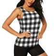 thumbnail image 2 of Daiia Black White Plaid Printed Womens Workout Tops for Women Quick-dry Tank Tops Mesh Yoga Shirts Athletic Running Tank Tops Sleeveless Gym Clothes-X-Large, 2 of 7
