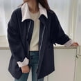 thumbnail image 2 of Women's Jacket Vintage Oversized Barn Jcakets for Women Corduroy Lapel Collar, Windproof Warming Trench Jacket Coat, Casual Trendy Fall Coats, 2 of 5