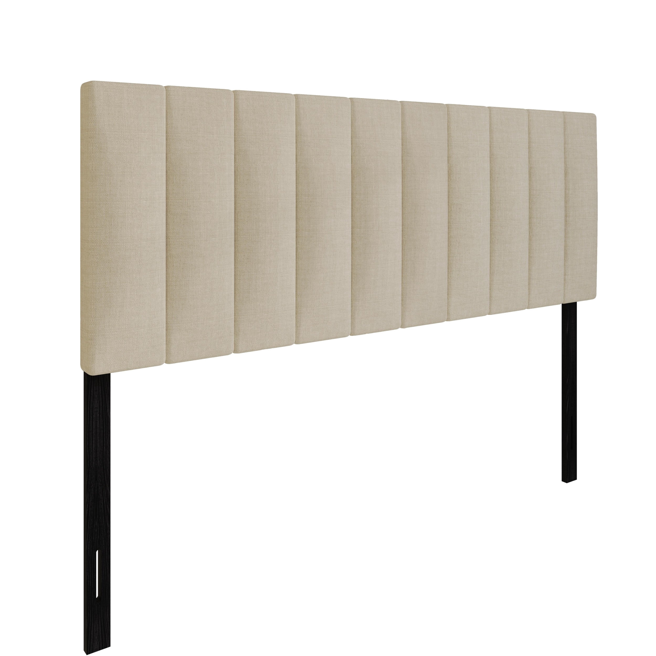Home Design Dennis Full Upholstered Headboard with Vertical Channel Design, Adjustable Height, Beige