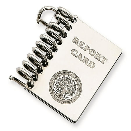 Personalizable Report Card Polished Charm Pendant 21mmx21mm Sterling Silver