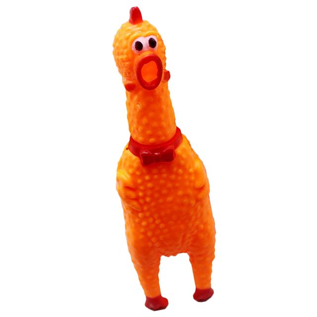 Juguete para perros de 17 cm, nueva mascota, goma, , sonido de pollo, masticable, chirrido, chillido, - Naranja Colco Juguete del pollo del perrito del animal doméstico
