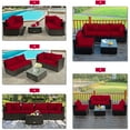 thumbnail image 4 of Patiojoy 6 PCS Patio Wicker Furniture Set With 30" Gas Fire Pit Table 50,000 BTU Red Cushions, 4 of 10