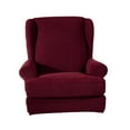 thumbnail image 1 of Sofa Cover, High Stretch Furniture Slipcover Stay Wing Back Armchair Slipcovers - Burgundy, 1 of 8