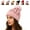 Pink, variant on Women Sequin Knitted Beanie Hat, Winter Knitted Cable Skull Cap with Shiny Bling & Removable Faux Fur Pom-Pom, Pink