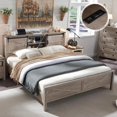 thumbnail image 1 of Headboard with Locker with Sliding Barn Door and Charging Station, No Springs Required, King Size Bed Frame My Lux Decor Round, 1 of 8