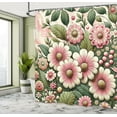 thumbnail image 2 of Ambesonne Floral Shower Curtain, Garden of Flowers in 70s, 69"Wx84"L, Pink Reseda Green and Ivory, 2 of 4