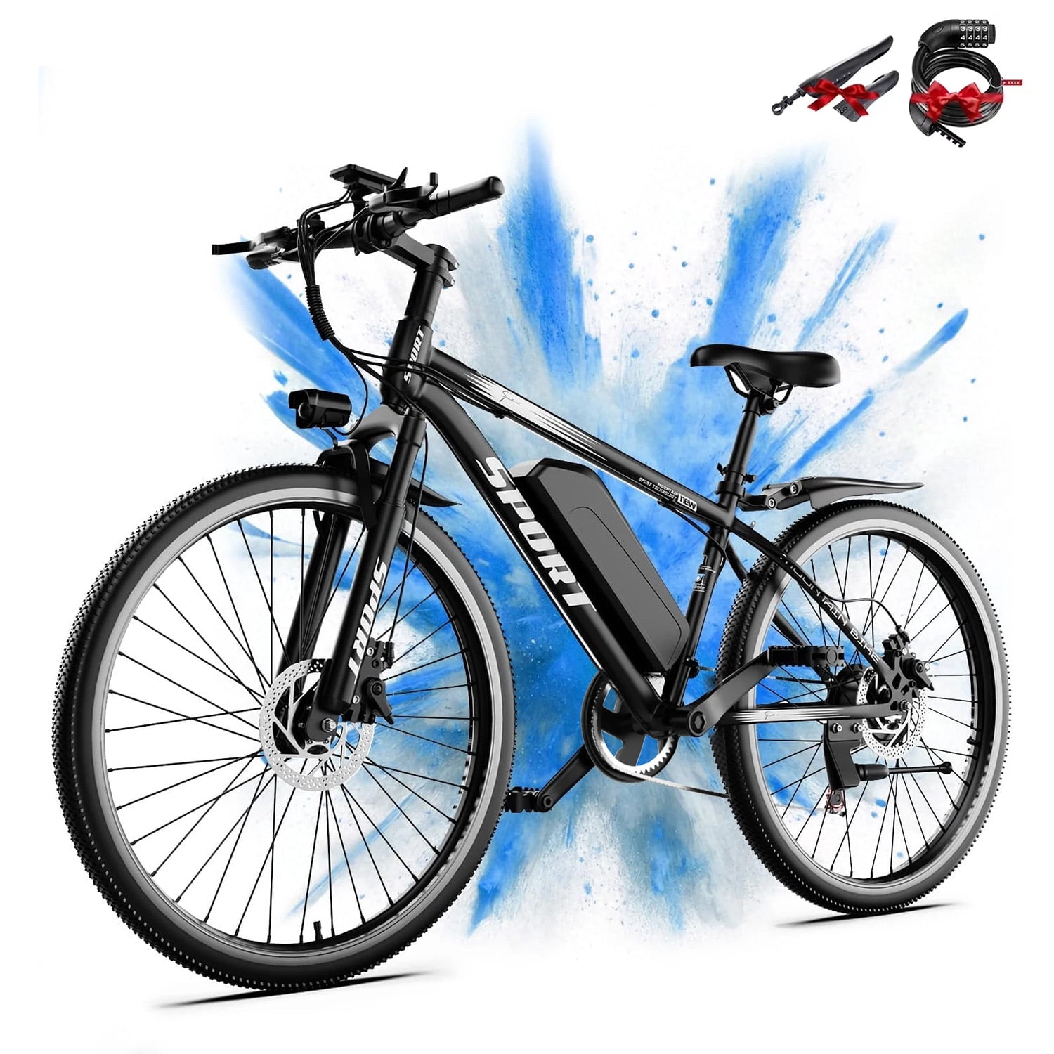 AZHAR G29 Electric Bike for Adults, 26 E-Mountain Bicycle,750W，Peak 1200W Motor 48V 10.4Ah 7-Speed Ebike UL2849