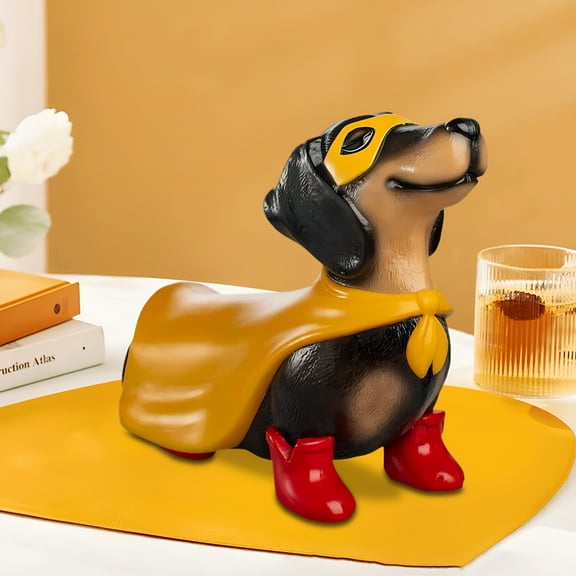 LAMIRO Halloween Blow Mold Super Hero Dachshund Wiener Dog Statue 7.87"