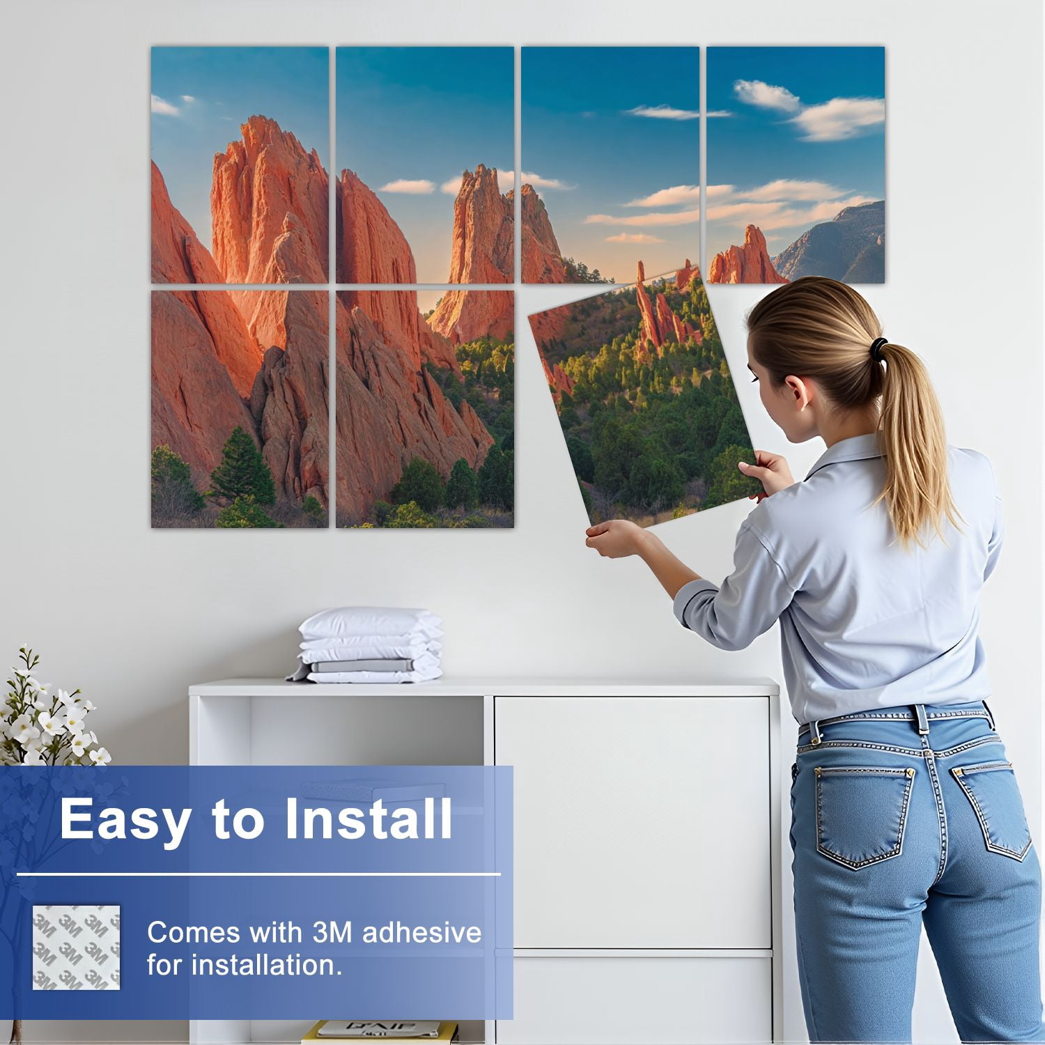 8 Pack Art Acoustic Panels Sound Absorbing Garden Gods Colorado Springs Decorative Soundproof Wall Panels Self Adhesive for Nursery Game Room Bedroom 48"x32"