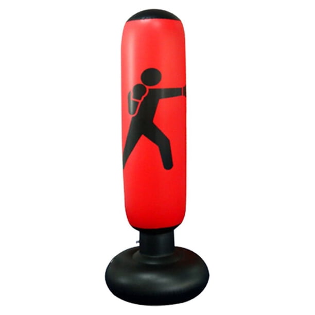 EeaseMX Saco de arena inflable de PVC rojo de 1,6 m de alto para boxeo, columna vertical de kickboxing, vaso de descompresión, herramienta de fitness para adultos en casa.