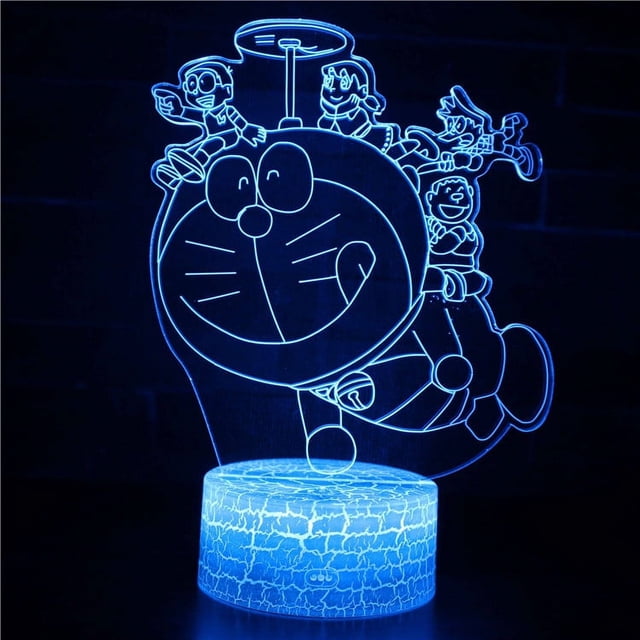 Luz nocturna Doraemons LED 3D que cambia de color para niños
