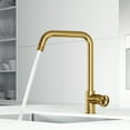 thumbnail image 2 of VIGO Cass Industrial 14 in. H Single Handle Kitchen Bar Faucet in Matte Brushed Gold, 2 of 13