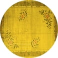 thumbnail image 1 of Ahgly Company Indoor Round Oriental Yellow Asian Inspired Area Rugs, 5' Round, 1 of 4