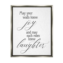 May Your Walls Know Joy Uplifting Phrase Inspirational Graphic Art Luster Gray Framed Art Print Wall Art