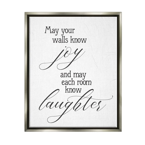 May Your Walls Know Joy Uplifting Phrase Inspirational Graphic Art Luster Gray Framed Art Print Wall Art