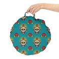 thumbnail image 2 of Vintage Floral Round Floor Cushion with Handle, Sugar Skulls Flowers Ornaments Day of the Dead Carnival and Festive Design, Pillow for Living Room & Dorms, 18" Round, Multicolor, by Ambesonne, 2 of 4