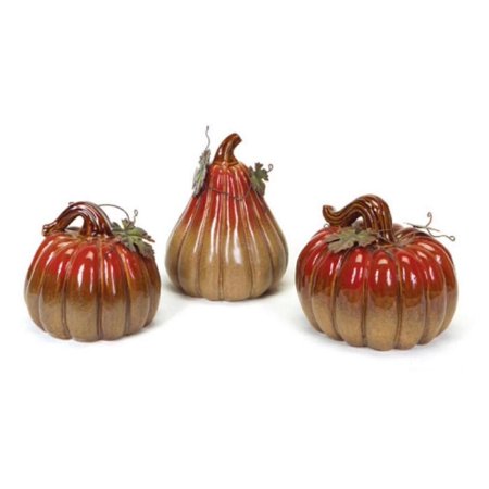 Set Of 3 Autumn Fall Harvest Thanksgiving Pumpkin And Gourd Table
