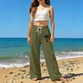 thumbnail image 2 of BOOMNY Girls Linen Pants Wide Leg Summer Beach Pants for Girl Trendy Hawaiian Graphic Elastic Waist Casual Jogger Pant With Pocket, 2 of 4