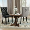 thumbnail image 3 of DONICK Velvet Upholstered Dining Chairs , Kitchen & Dining Room Chairs, Nailheads Tufted, Soft, Solid Wood Frame (Black Grey, Set of 6), 3 of 12