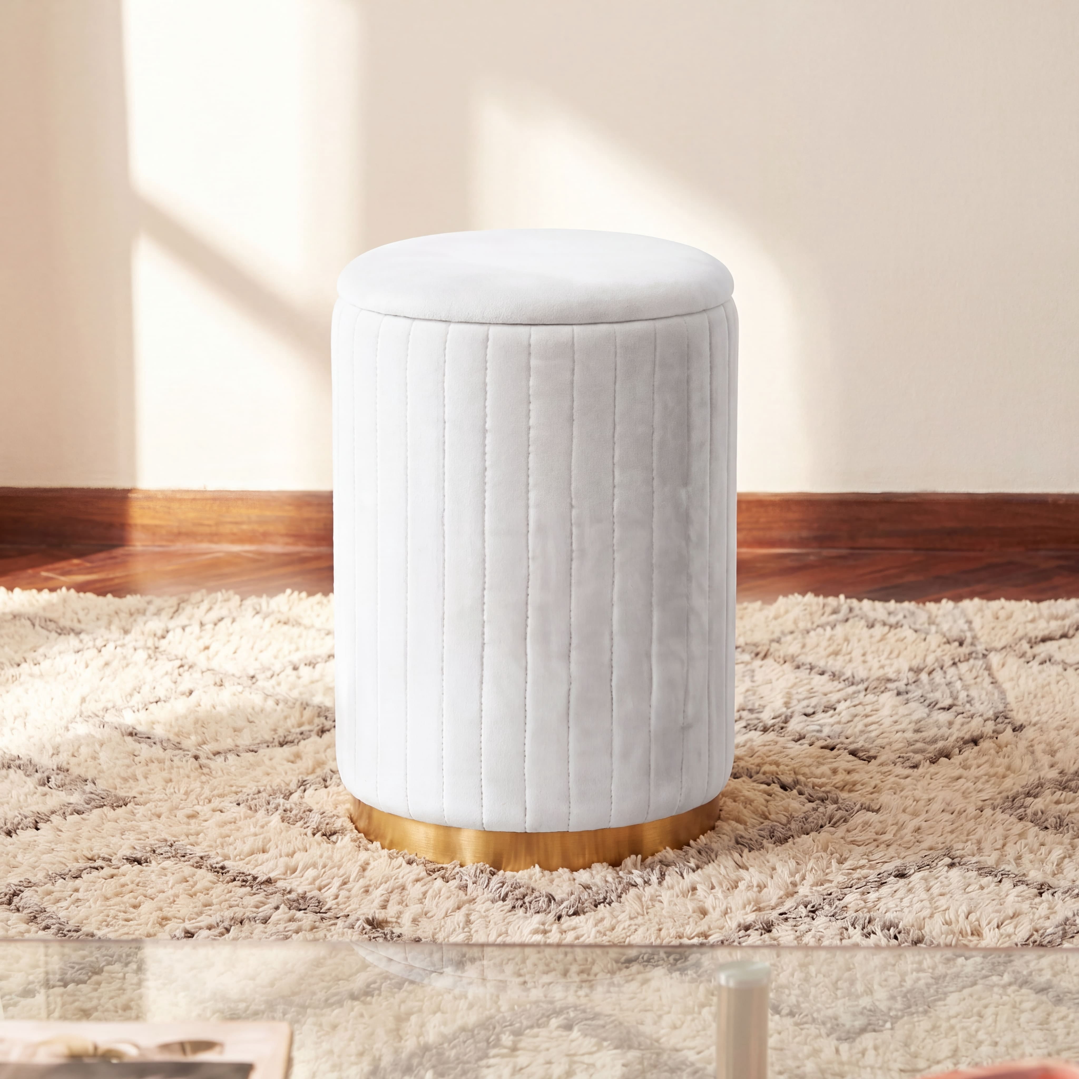 Ember Interiors Makeup Vanity Stool with Storage, White