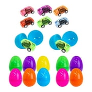 S SERENABLE Easter Eggs Prefilled Prefilled Eggs for Kids Egg Filler with Pull Back Toy Cars Easter Eggs for Party Favors Carnival Prizes , 12pcs