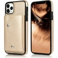 thumbnail image 2 of for iPhone 11 Pro Max Card Holder Case with Neck Strap Crossbody Chain Handbag Wrist Strap Protective Cover with Credit Card Holder Slot PU Leather Wallet Case for iPhone 11 Pro Max Gold, 2 of 15