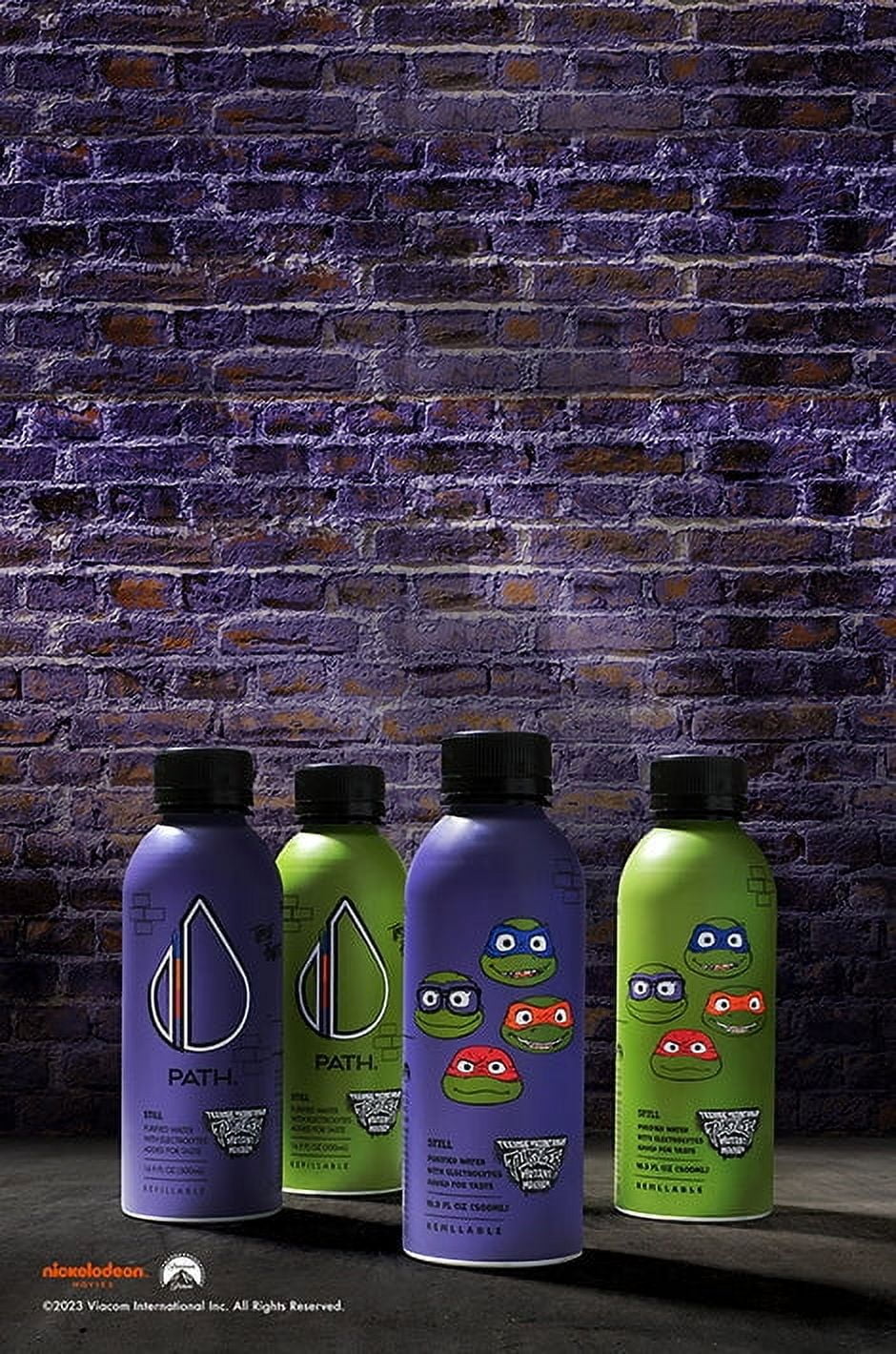PATH Water Ultra-Purified Still Water, 16.9 fl oz, 12 pack Aluminum Bottles, Limited Edition Purple Teenage Mutant Ninja Turtles