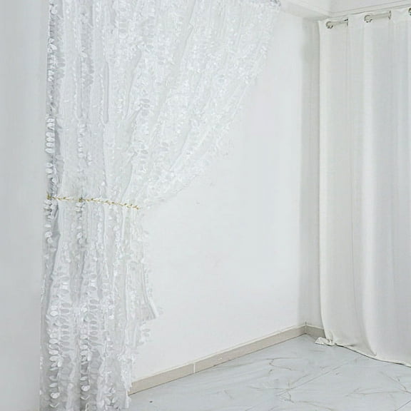 Balsa Circle 8x8 feet White Leaf Petal Taffeta Curtain Panel Photography Backdrop Drape Party Events Decorations