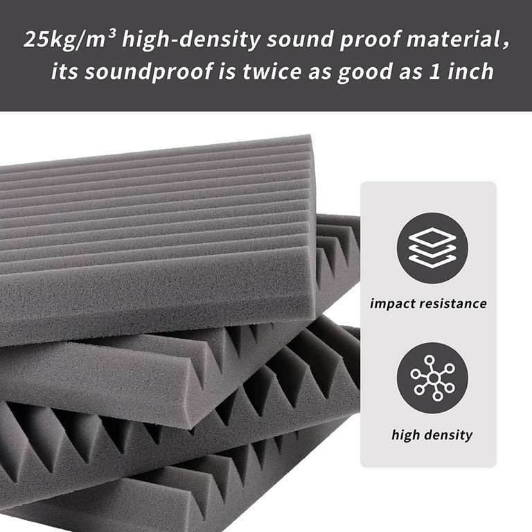 Musfunny Sound Proof Foam Panels, 12 Pcs 2 x 12 x 12 Acoustic Foam  Panels Sound Absorbing Wall Panels for Studio Recording Office Home Studio