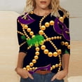 thumbnail image 2 of Outfmvch Chemises Mardi Gras pour Femmes, Manches 3/4 Hauts pour Femmes, Tenue Mardi Gras pour Femmes, Blouses pour Femmes, Hauts d'Entraînement pour Femmes, Tunique Graphique de Carnaval Manches 3/4 Col Rond Blouse Grise 4TG, 2 of 5