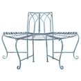 thumbnail image 2 of SAFAVIEH Abia Outdoor Patio Wrought Iron Semi Tree Bench, Antique Blue, 2 of 5