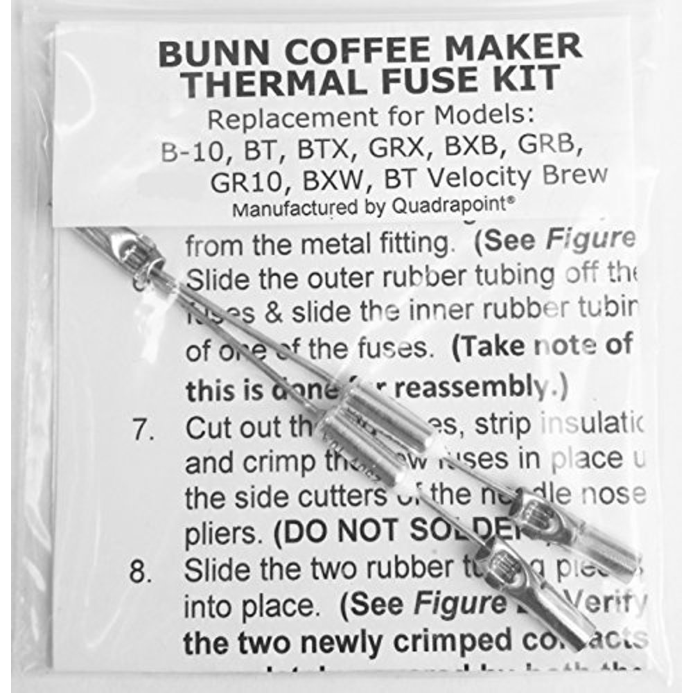 Bunn Coffee Maker Thermal Fuse Replacement Kit For B10 & Bt Velocity