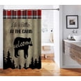 thumbnail image 4 of Black Bear Shower Curtain, Country Red Buffalo Plaid Check Pine Tree Woodland Animal Lodge Cabin Rustic Farmhouse Bathroom Decor, Fabric Shower Curtain, 72 X 72 Inch, Welcome, 4 of 5
